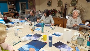 Maľba akrylom - Zimný sen